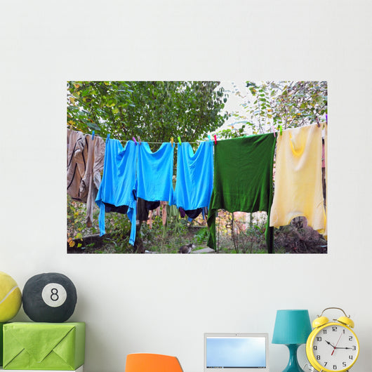 Colorful Clothes on a Laundry Line Wall Decal
