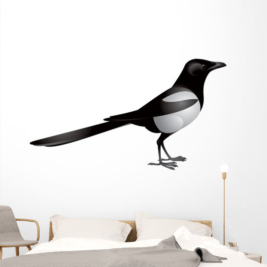 Magpie Bird Realistic Vector Wall Decal