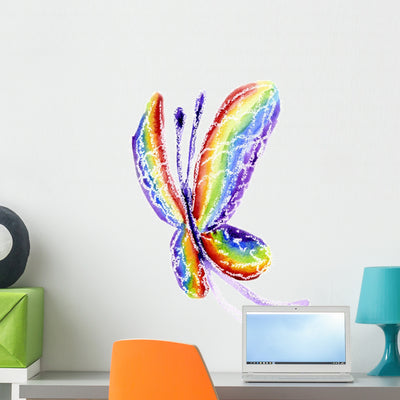 Watercolor Butterfly Wall Decal shown on a wall