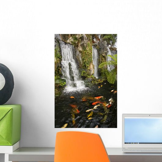 Koi Fish Pond Waterfalls - Vertical Wall Decal