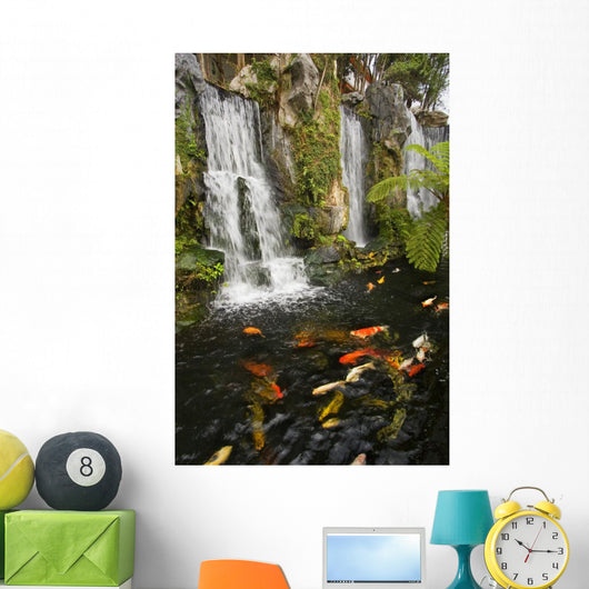 Koi Fish Pond Waterfalls - Vertical Wall Decal