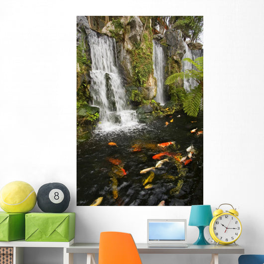 Koi Fish Pond Waterfalls - Vertical Wall Decal