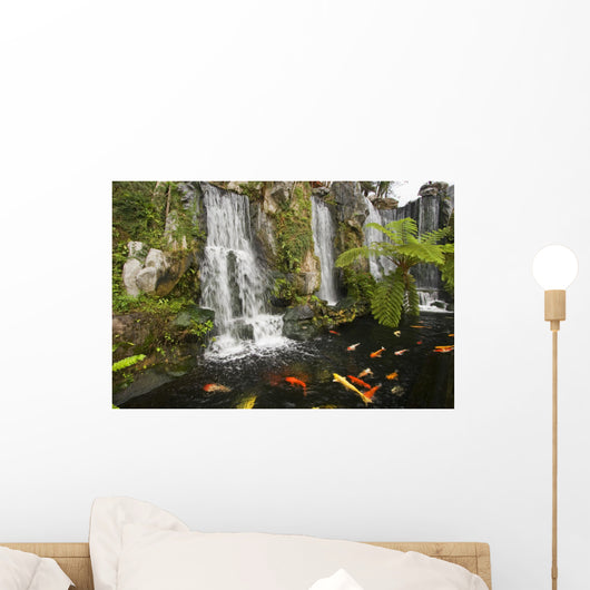 Koi Fish Pond Waterfalls - Horizontal Wall Decal