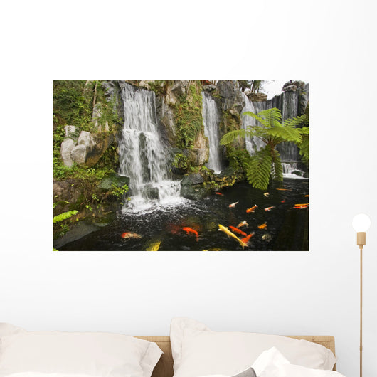 Koi Fish Pond Waterfalls - Horizontal Wall Decal