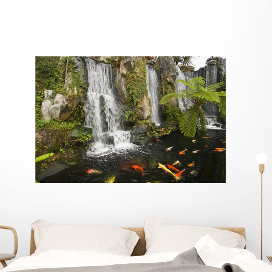 Koi Fish Pond Waterfalls - Horizontal Wall Decal