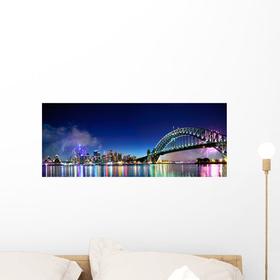 Sydney Harbour Nye Fireworks Wall Decal shown on a wall