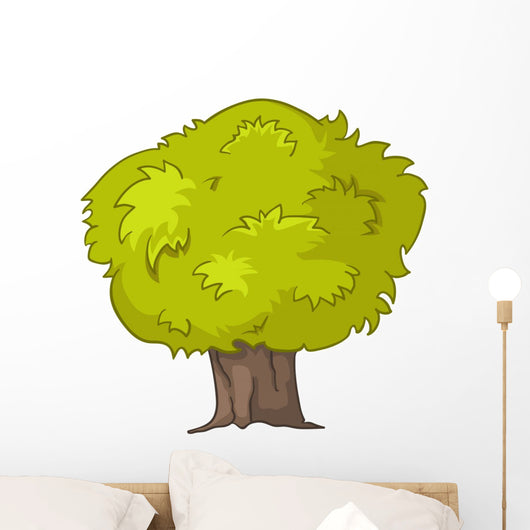 Bushy Green Tree Illustration Wall Decal