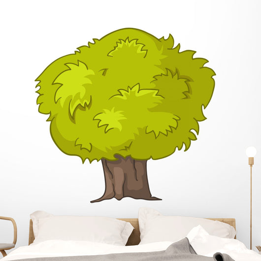 Bushy Green Tree Illustration Wall Decal