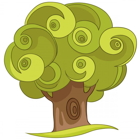 Green Swirl Tree Illustration Wall Decal