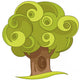 Green Swirl Tree Illustration Wall Decal