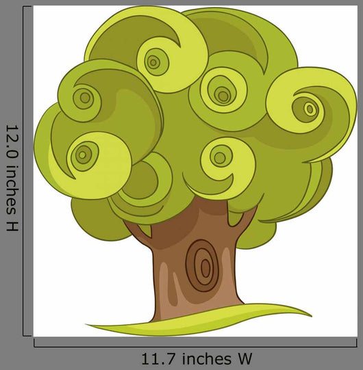 Green Swirl Tree Illustration Wall Decal