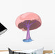 Pink Cap Tree Illustration Wall Decal