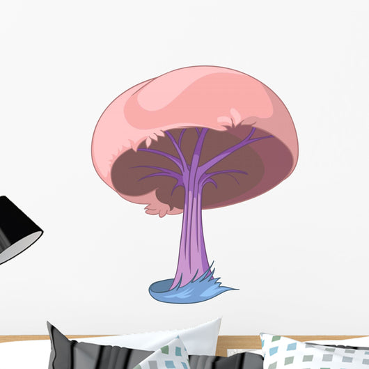 Pink Cap Tree Illustration Wall Decal