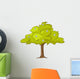 Green Tree with White Flowers Illustration Wall Decal