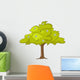 Green Tree with White Flowers Illustration Wall Decal