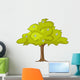 Green Tree with White Flowers Illustration Wall Decal