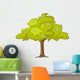 Green Tree with White Flowers Illustration Wall Decal