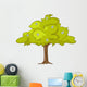 Green Tree with White Flowers Illustration Wall Decal