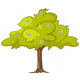 Green Tree with White Flowers Illustration Wall Decal