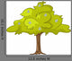 Green Tree with White Flowers Illustration Wall Decal