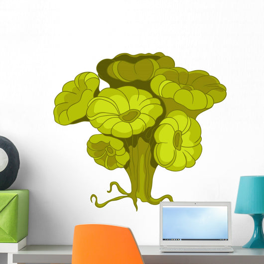 Cartoon Green Flower Alga Wall Decal