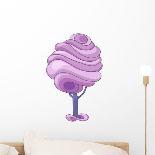 Purple Swirl Tree Illustration Wall Decal