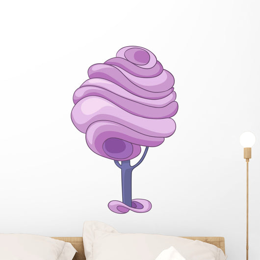 Purple Swirl Tree Illustration Wall Decal
