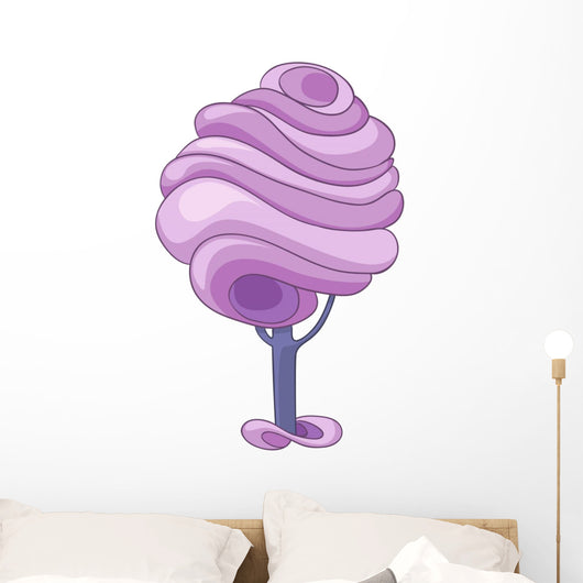 Purple Swirl Tree Illustration Wall Decal