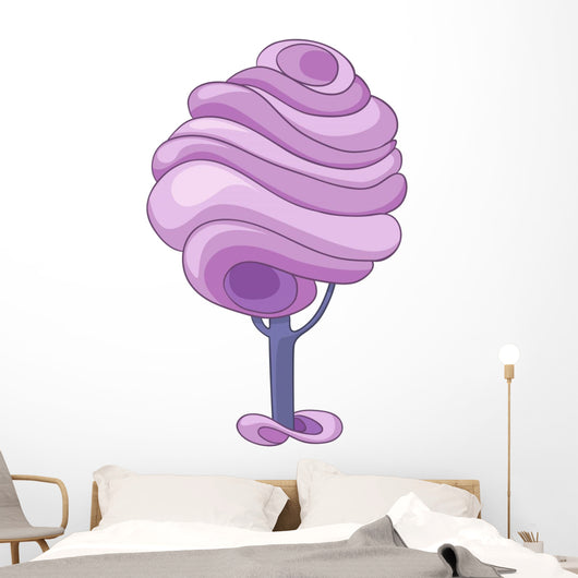 Purple Swirl Tree Illustration Wall Decal