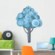 Blue Circles Tree Illustration Wall Decal