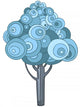 Blue Circles Tree Illustration Wall Decal