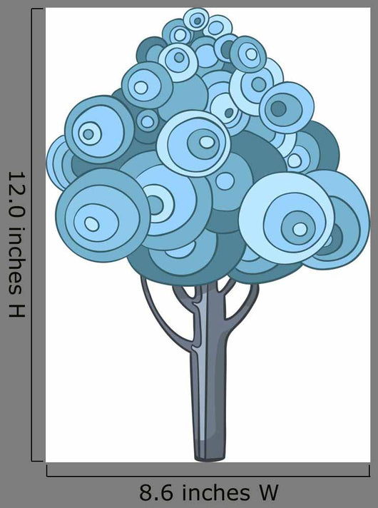 Blue Circles Tree Illustration Wall Decal