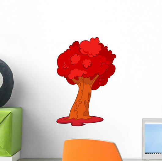 Red Tree Illustration Wall Decal