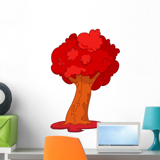 Red Tree Illustration Wall Decal