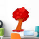 Red Tree Illustration Wall Decal