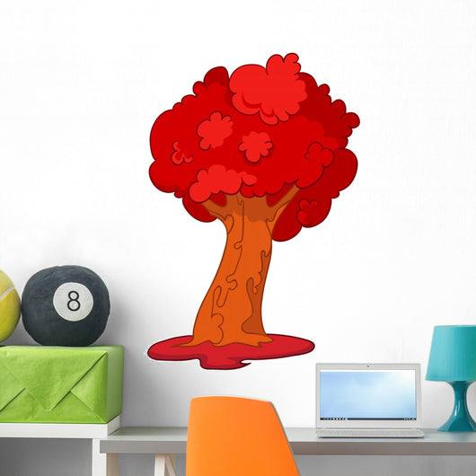 Red Tree Illustration Wall Decal