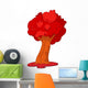 Red Tree Illustration Wall Decal
