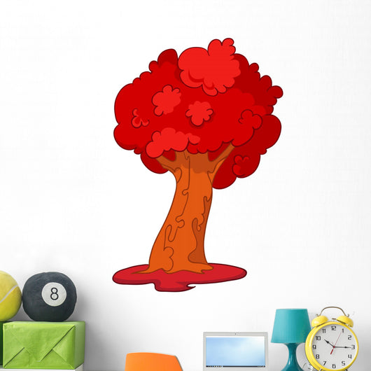 Red Tree Illustration Wall Decal