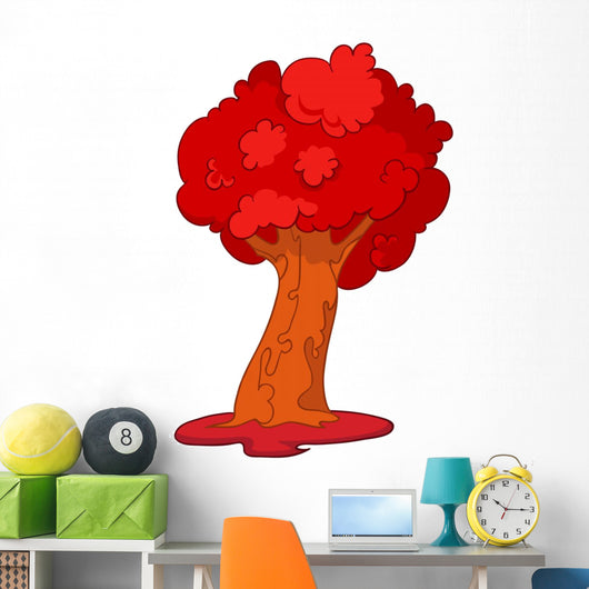 Red Tree Illustration Wall Decal