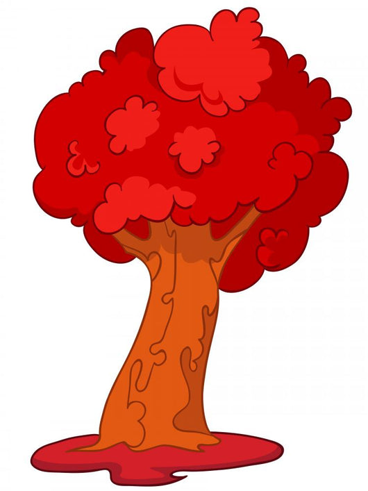 Red Tree Illustration Wall Decal
