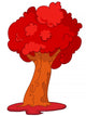 Red Tree Illustration Wall Decal