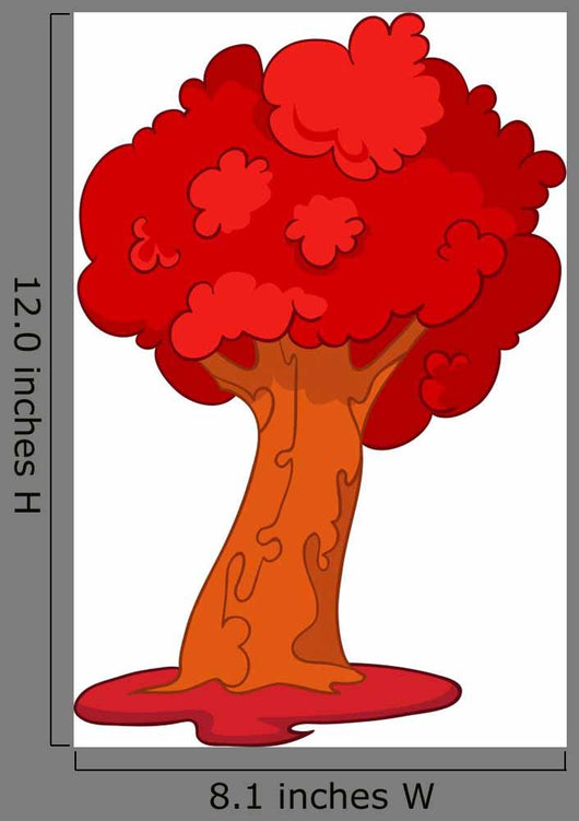 Red Tree Illustration Wall Decal