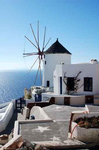 Beautiful Windmill Scene Greece Wall Decal