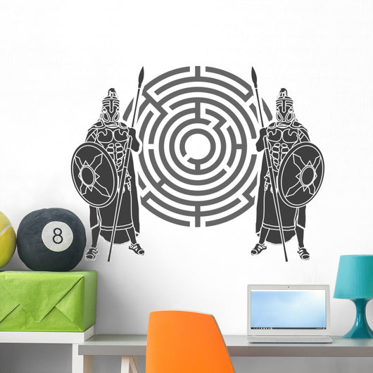 Labyrinth And Guards Stencil Wall Decal