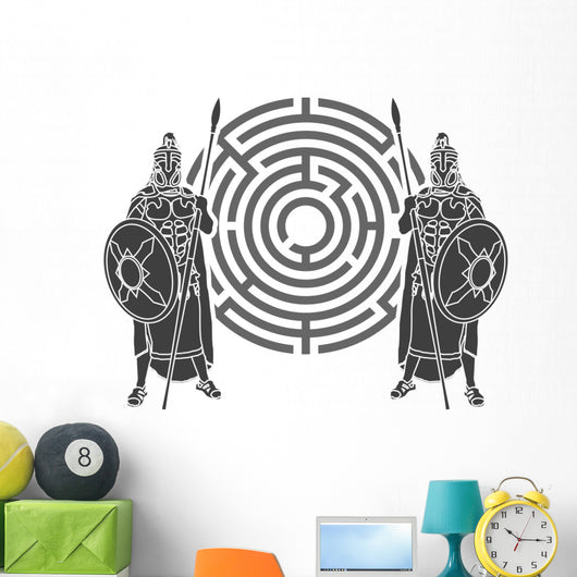Labyrinth And Guards Stencil Wall Decal