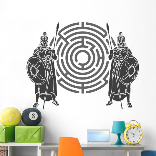 Labyrinth And Guards Stencil Wall Decal