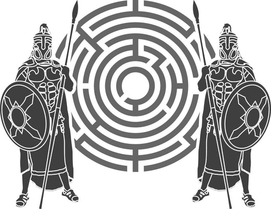 Labyrinth And Guards Stencil Wall Decal