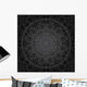 Seamless Black Circular Floral Pattern Wall Decal