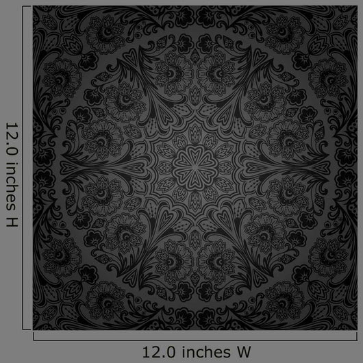 Seamless Black Circular Floral Pattern Wall Decal