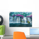 Waterfall with Purple Flowers - Horizontal Wall Decal